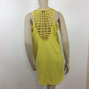 IKY ME Womens Top Size Small S Sleeveless Yellow Open Details Back and Shoulders